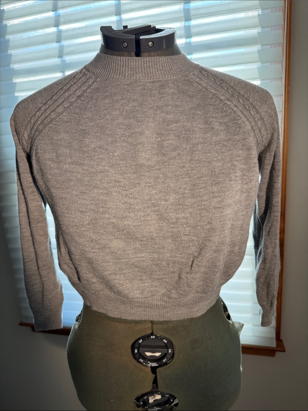 Atmosphere Heather Gray Crewneck Sweater with Raglan Detail